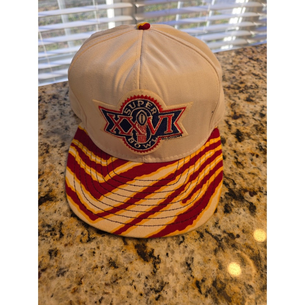 Vintage Zubaz Super Bowl XXVI Snapback Hat White Red Yellow Zebra Print 1992 NFL